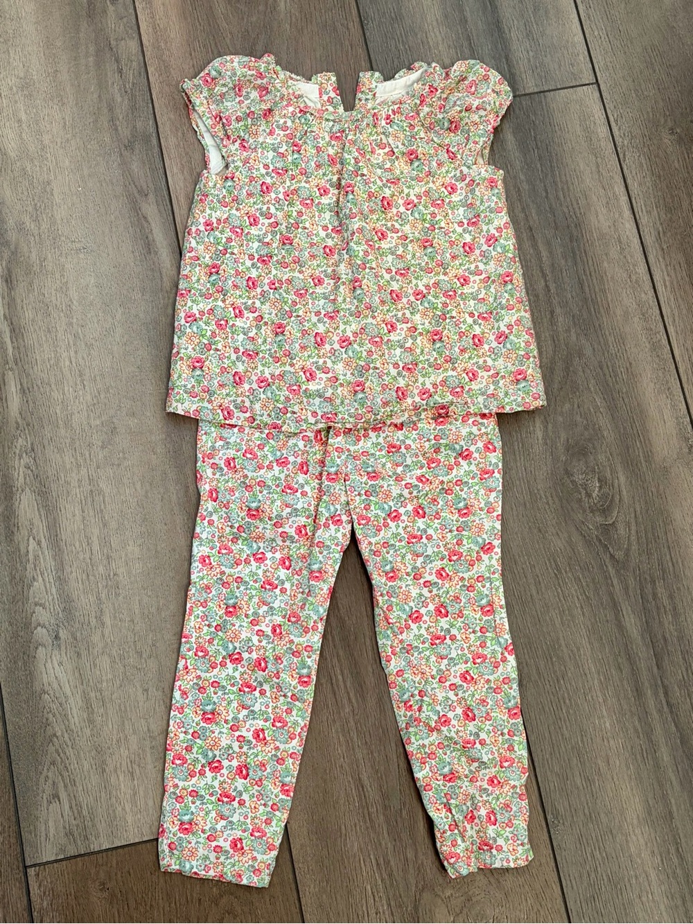 GAP Pink and Green Floral Cotton Set - Sleeveless Top & Pants
